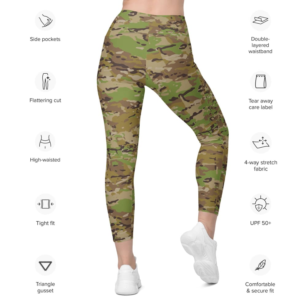 All In Motion Contour Yoga Pants Multi-Camouflage With Pockets Ladies Small
