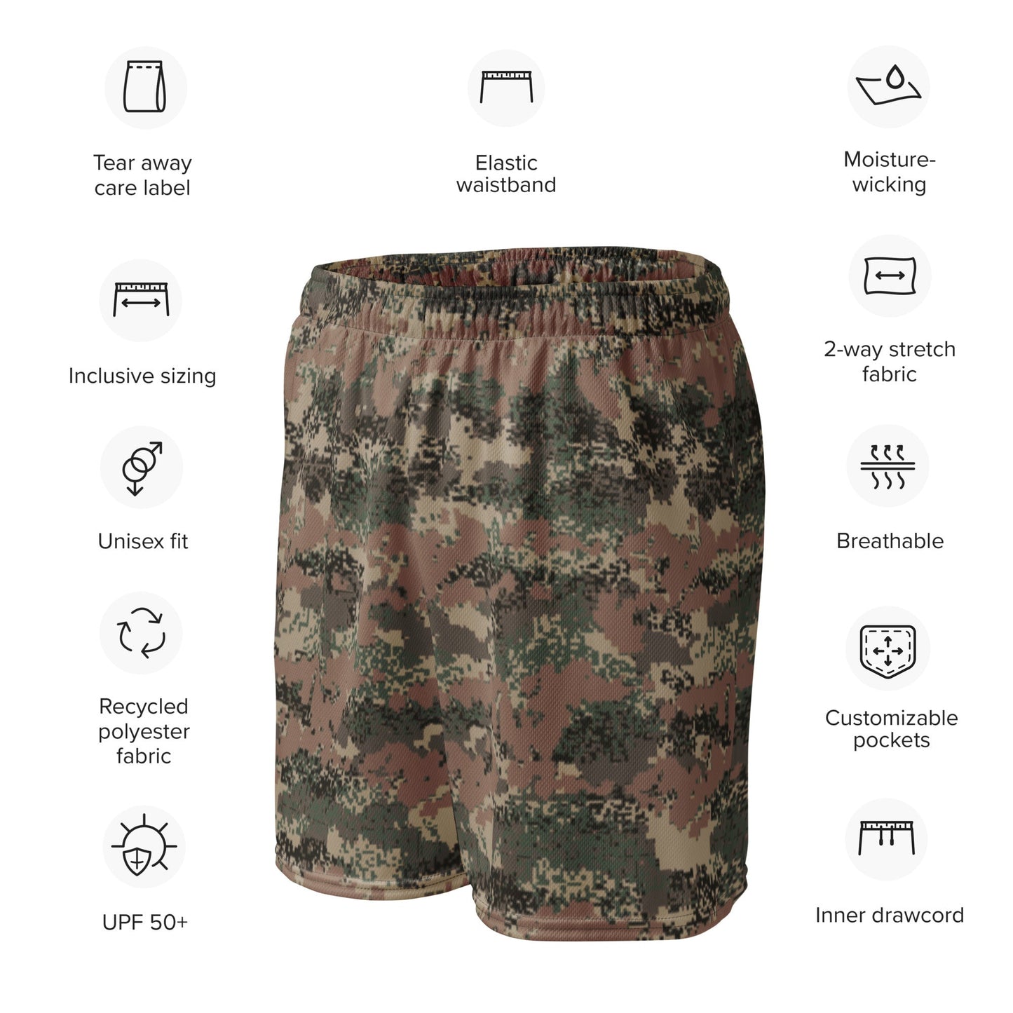 Austrian Digital Jagdkommando CAMO Unisex Mesh Shorts