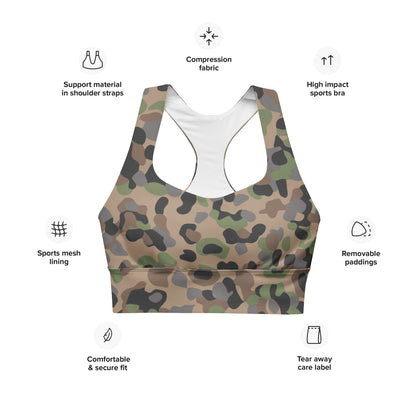 Austrian Pea Dot CAMO Longline sports bra - Womens Sports Bra