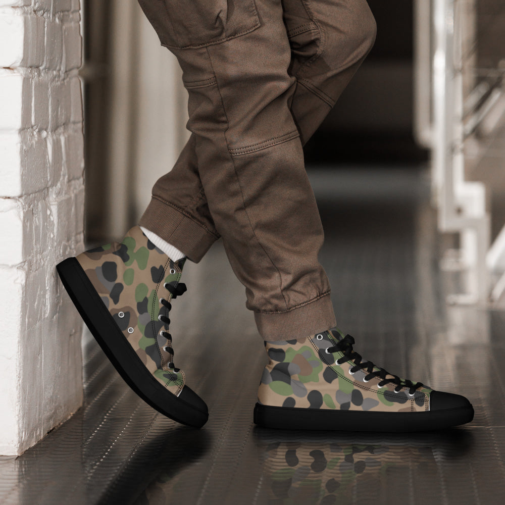 Austrian Pea Dot CAMO Men’s high top canvas shoes - Black / 5 - Mens High Top Canvas Shoes