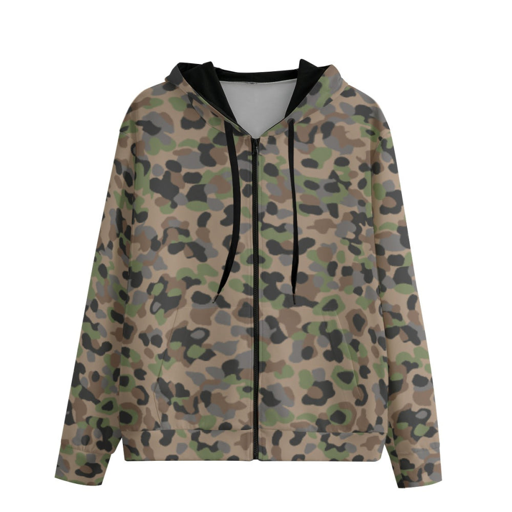 Austrian Pea Dot CAMO Unisex 100% Cotton Zip Hoodie - XS / White