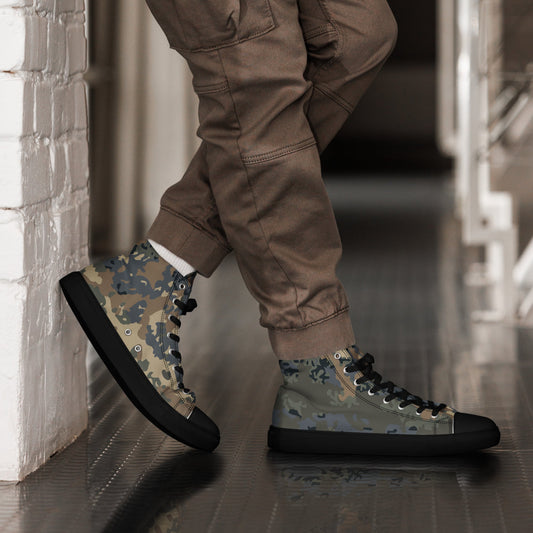 Austrian Tarnanzug CAMO Mens high top canvas shoes Black / 5 High Top Canvas Shoes