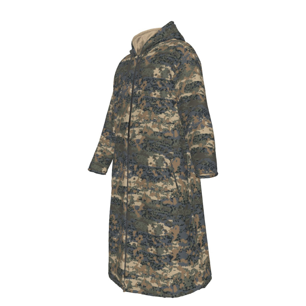 Austrian Tarnanzug CAMO Men’s Sherpa Zip Up Long Coat - Mens