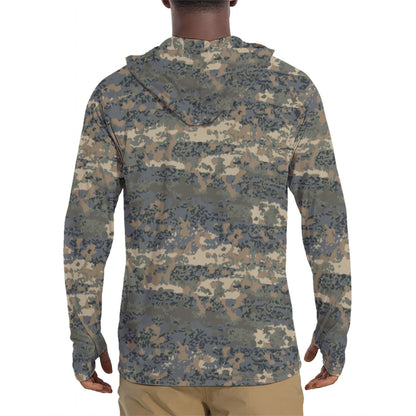 Austrian Tarnanzug CAMO Men’s Sunscreen Sports Hoodie With Thumb Holes - Mens