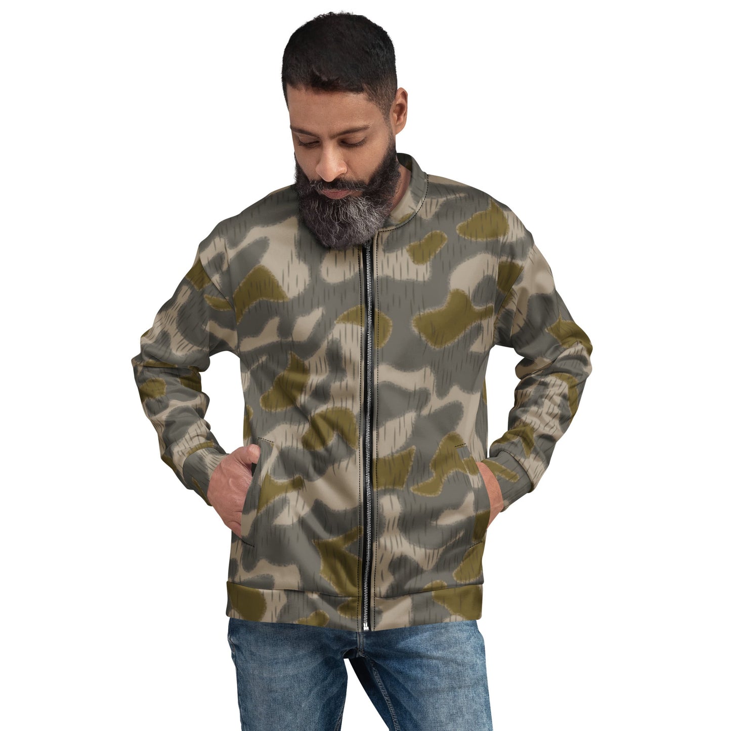 Austrian Zeltbahn Sumpfmuster Marsh CAMO Unisex Bomber Jacket - XS - Jackets
