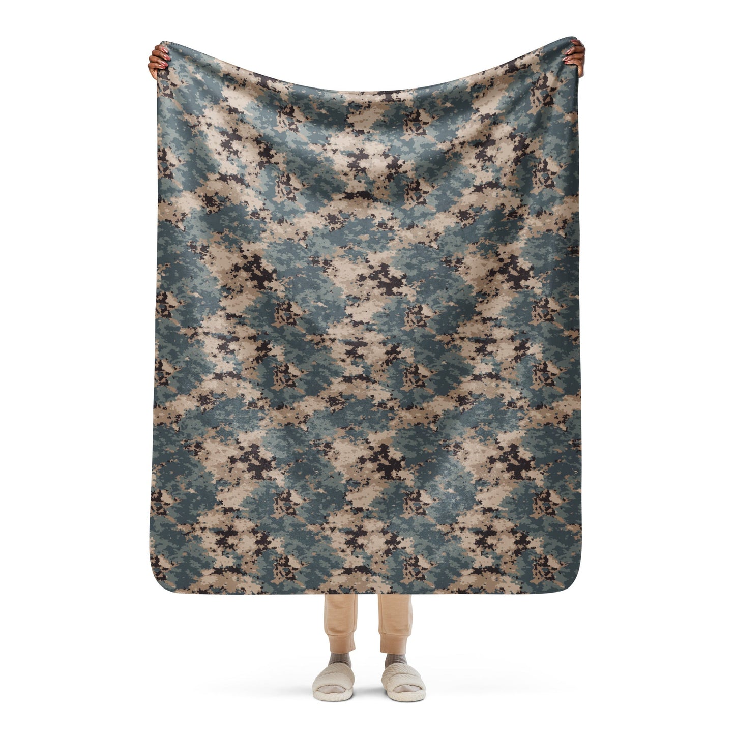 Azerbaijan M2024 CAMO Sherpa Blanket - 50″×60″