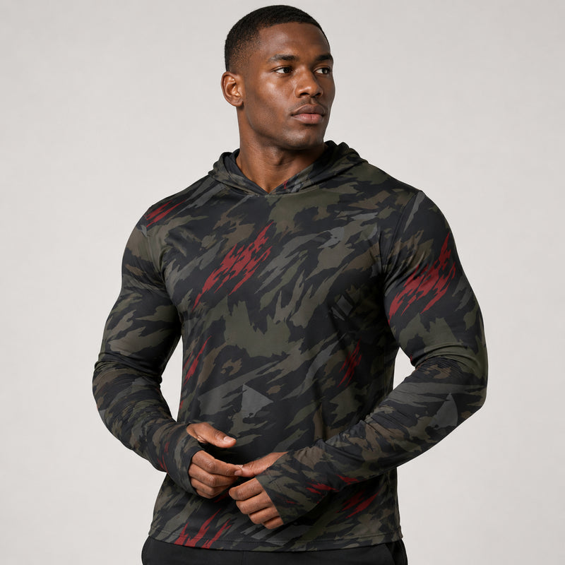 Baba Yaga Night Reaper CAMO Mens Sunscreen Sports Hoodie With Thumb Holes - S / White
