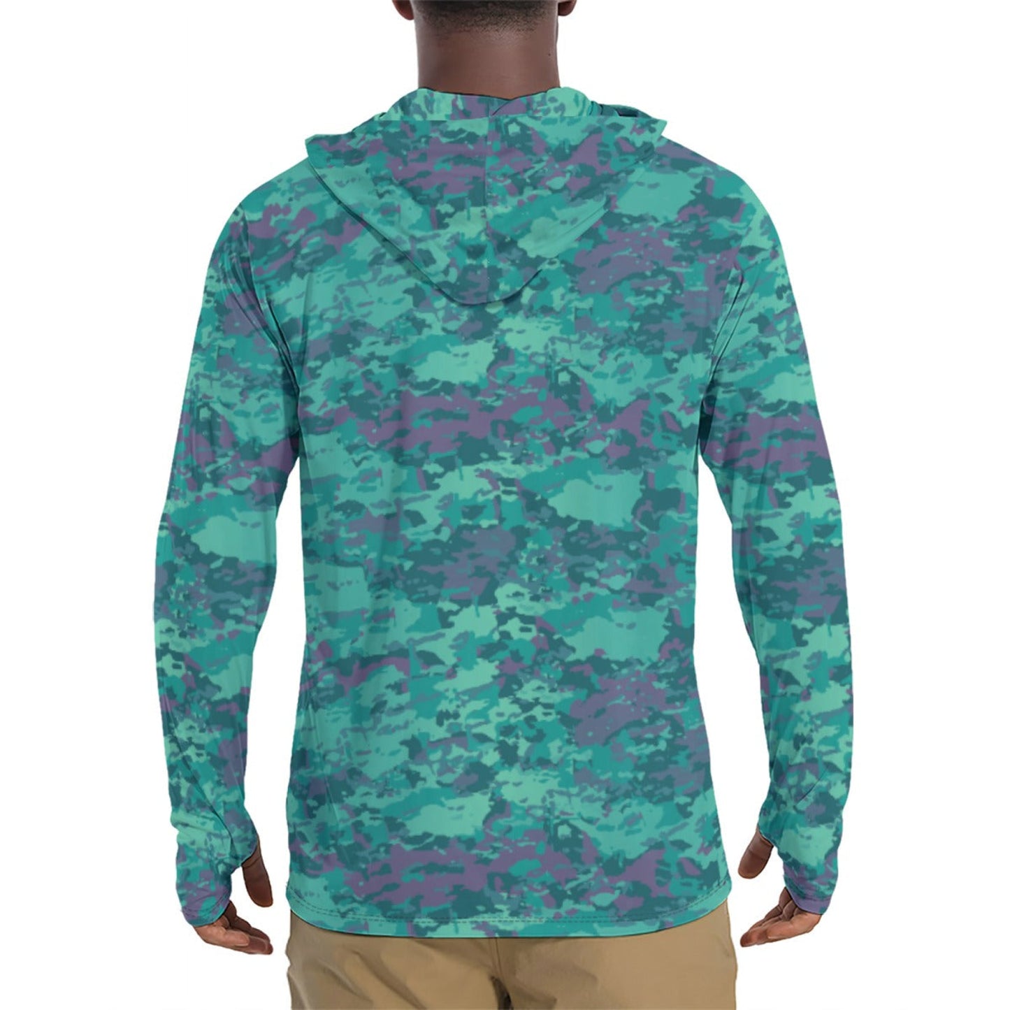 Baja Blast CAMO Mens Sunscreen Sports Hoodie With Thumb Holes