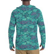 Baja Blast CAMO Mens Sunscreen Sports Hoodie With Thumb Holes