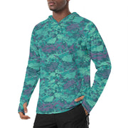 Baja Blast CAMO Mens Sunscreen Sports Hoodie With Thumb Holes - S / White