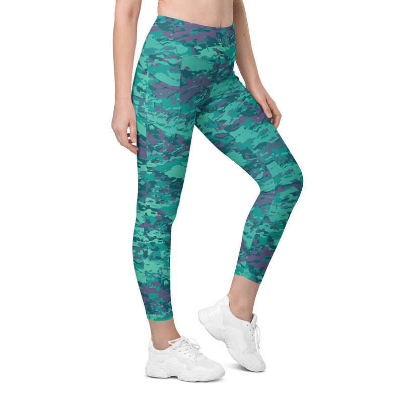 Baja Blast CAMO Womens Leggings with Pockets - 2XS - Women