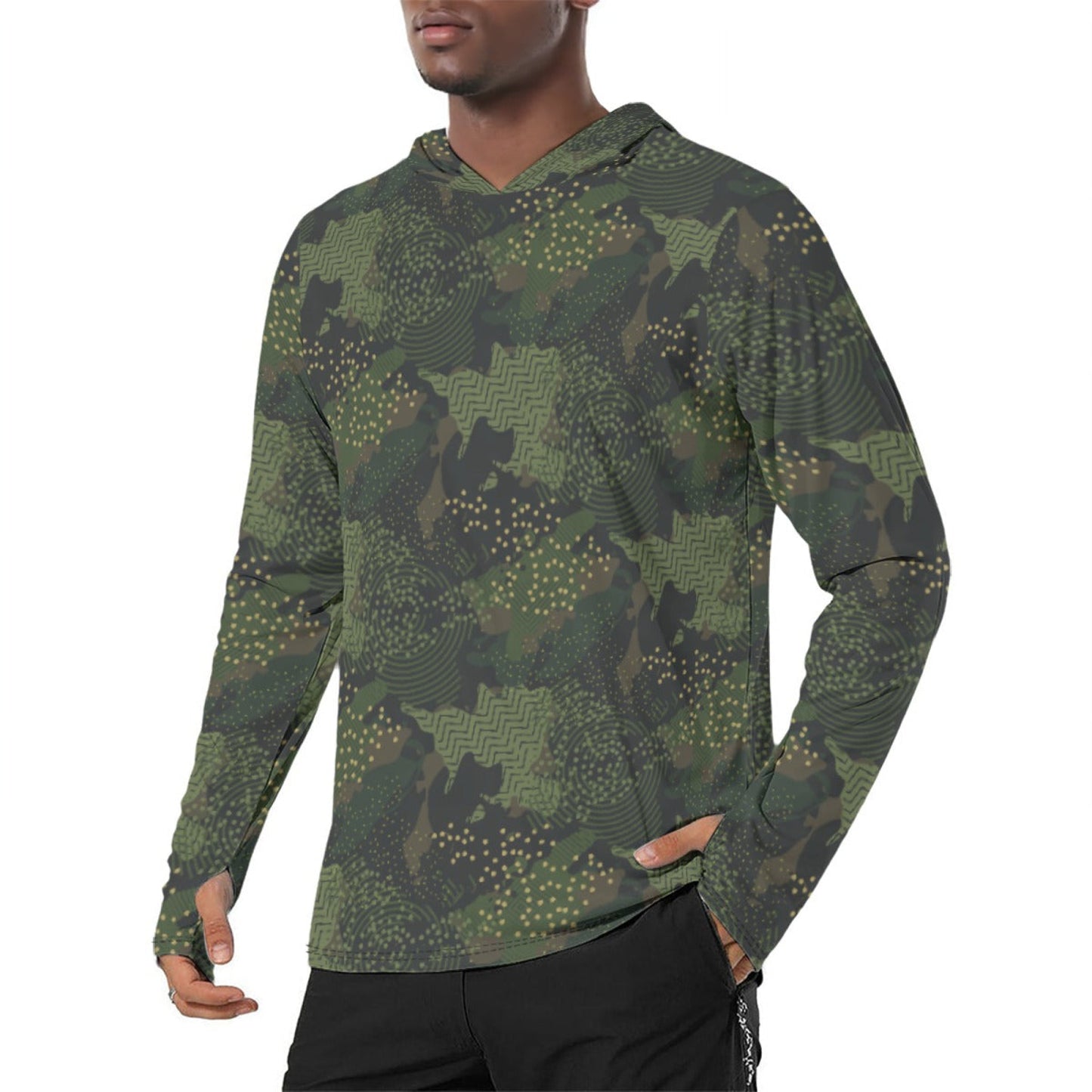 Barracuda Recon CAMO Mens Sunscreen Sports Hoodie With Thumb Holes - S / White