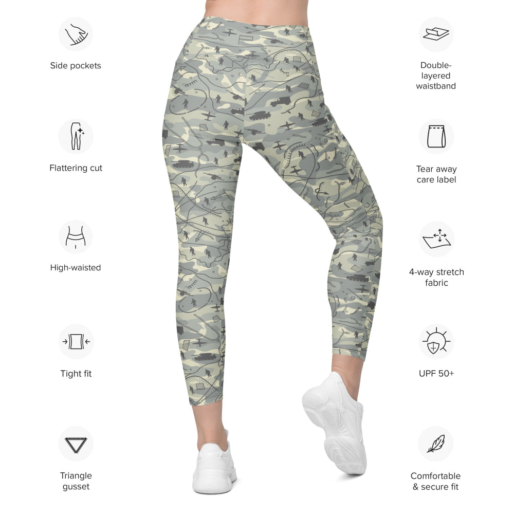 Battlefield Map CAMO Leggings with pockets - Womens With Pockets