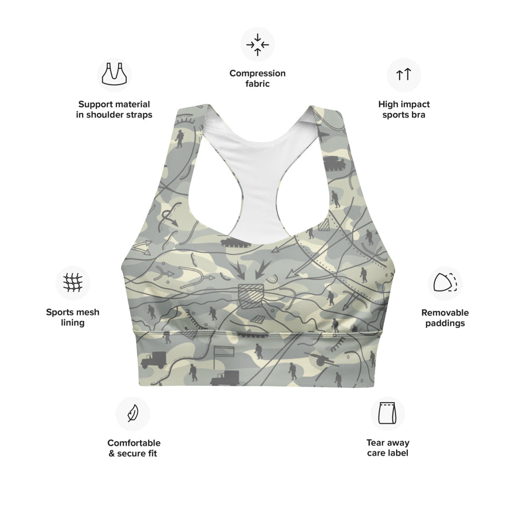 Battlefield Map CAMO Longline sports bra - Womens Sports Bra