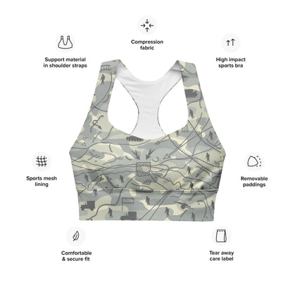 Battlefield Map CAMO Longline sports bra - Womens Sports Bra