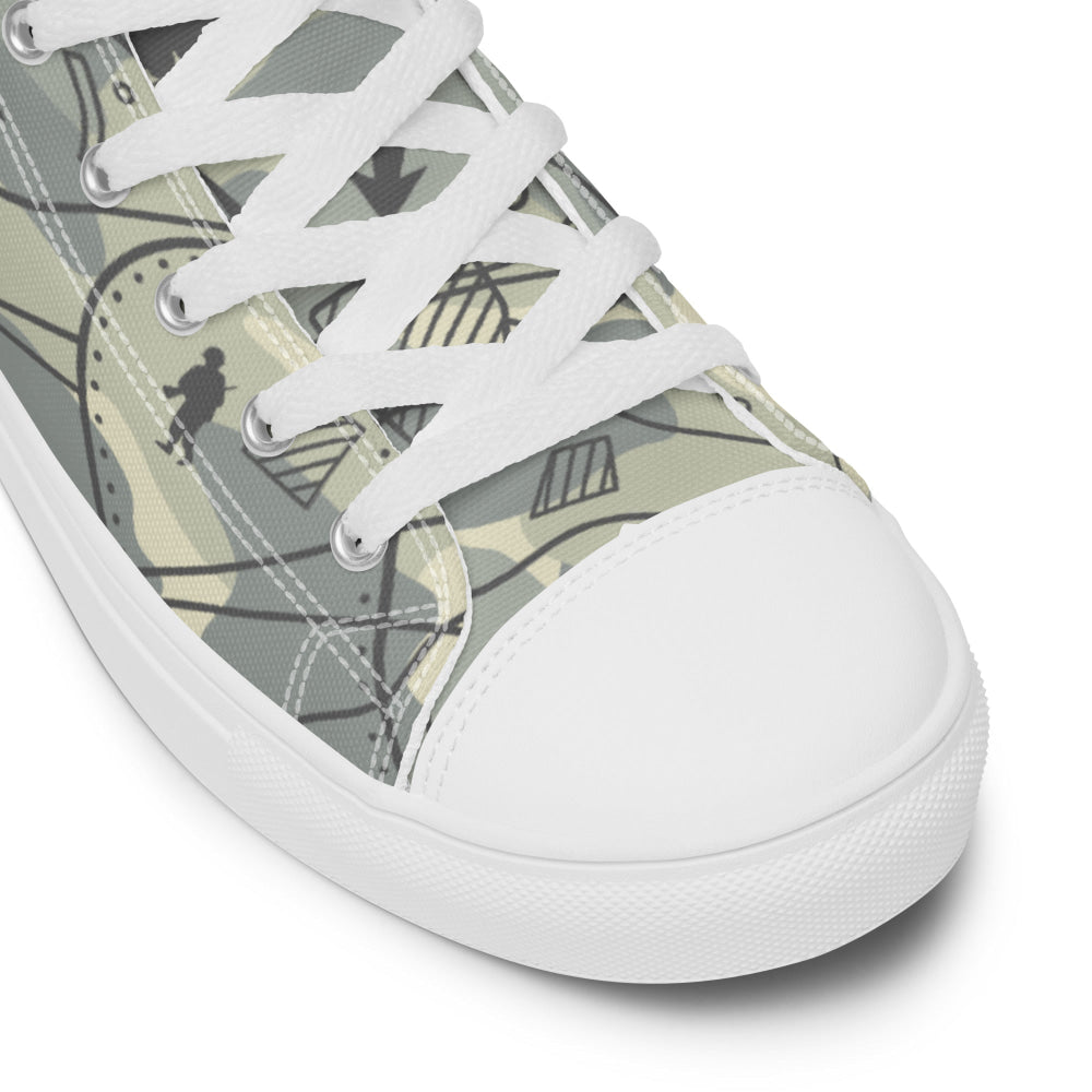 Battlefield Map CAMO Men’s high top canvas shoes - Mens High Top Canvas Shoes