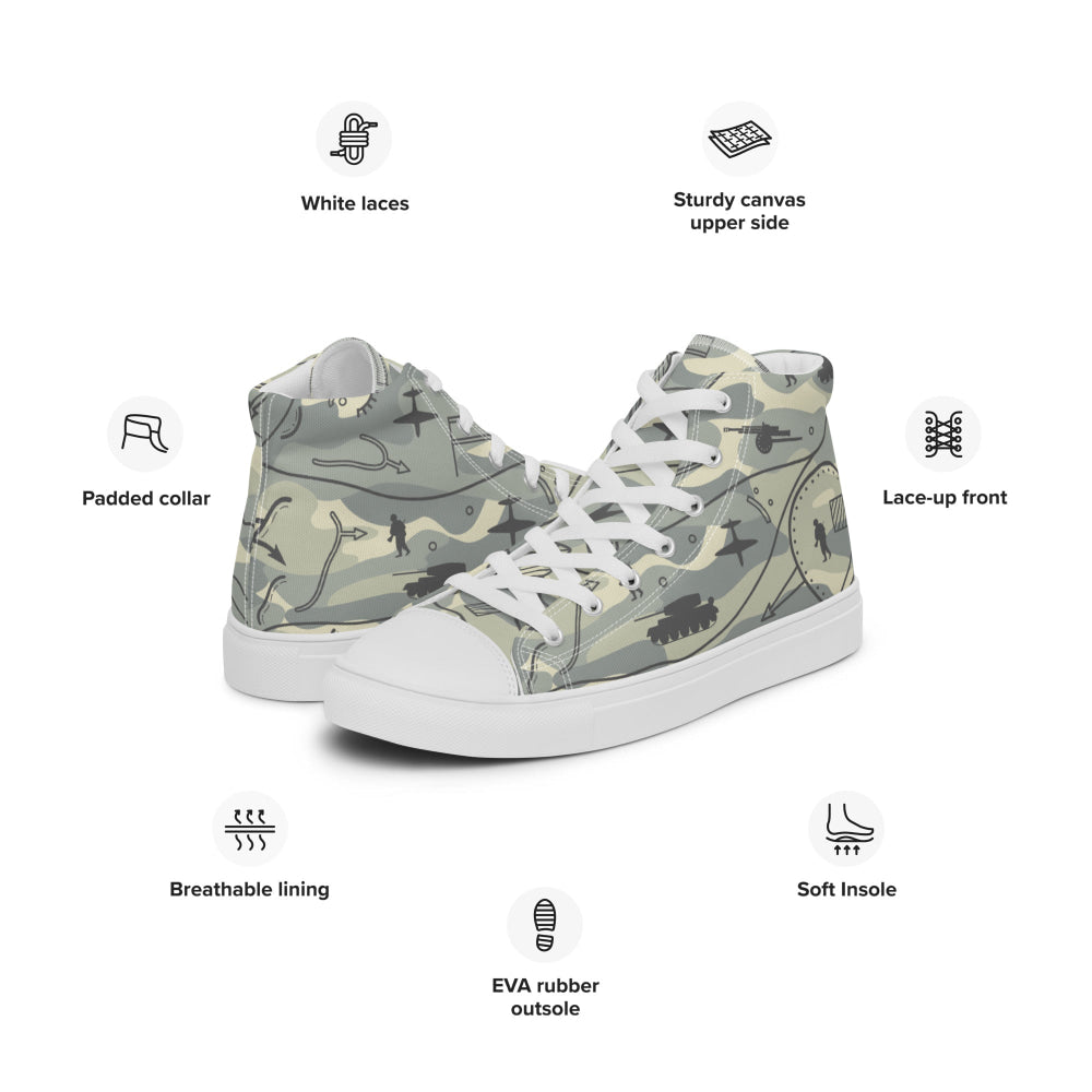 Battlefield Map CAMO Men’s high top canvas shoes - Mens High Top Canvas Shoes