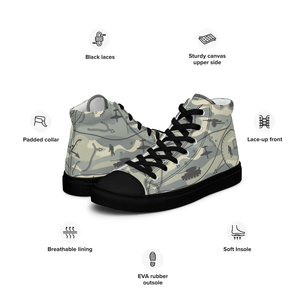 Battlefield Map CAMO Men’s high top canvas shoes - Mens High Top Canvas Shoes