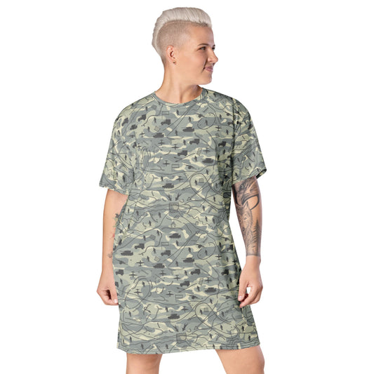 Battlefield Map CAMO T-shirt dress - 2XS - Womens T-Shirt Dress