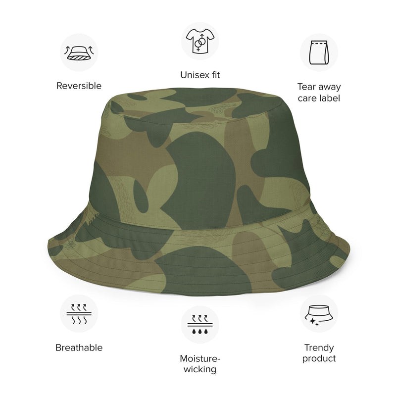 Brushstroke Moon and Balls CAMO Reversible Bucket Hat - Head