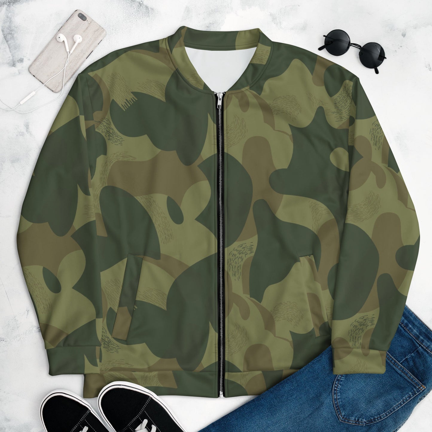 Belgian Brushstroke Moon and Balls CAMO Unisex Bomber Jacket - XS - Jackets