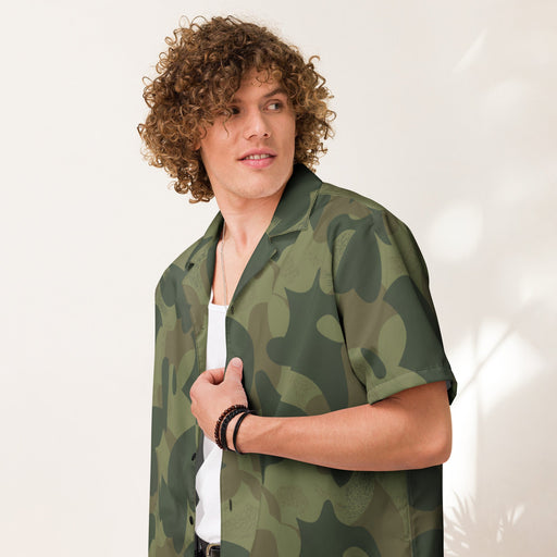 Brushstroke Moon and Balls CAMO Unisex Short-Sleeve Button Shirt - Button-Up