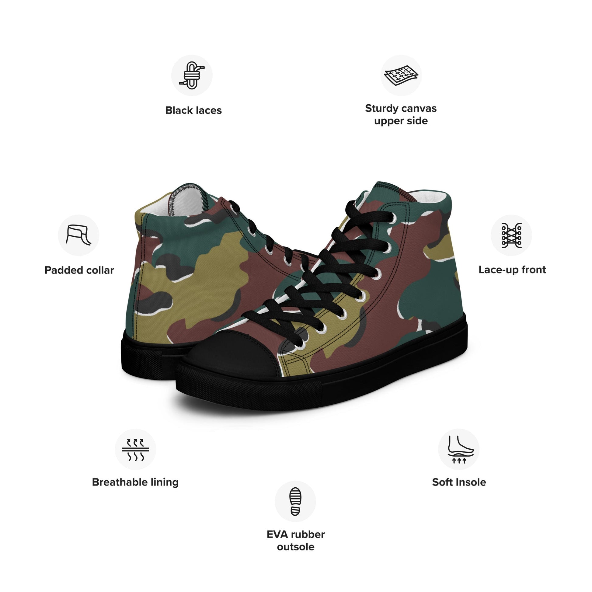 Belgian Jigsaw Autumn CAMO Mens high top canvas shoes High Top Canvas Shoes
