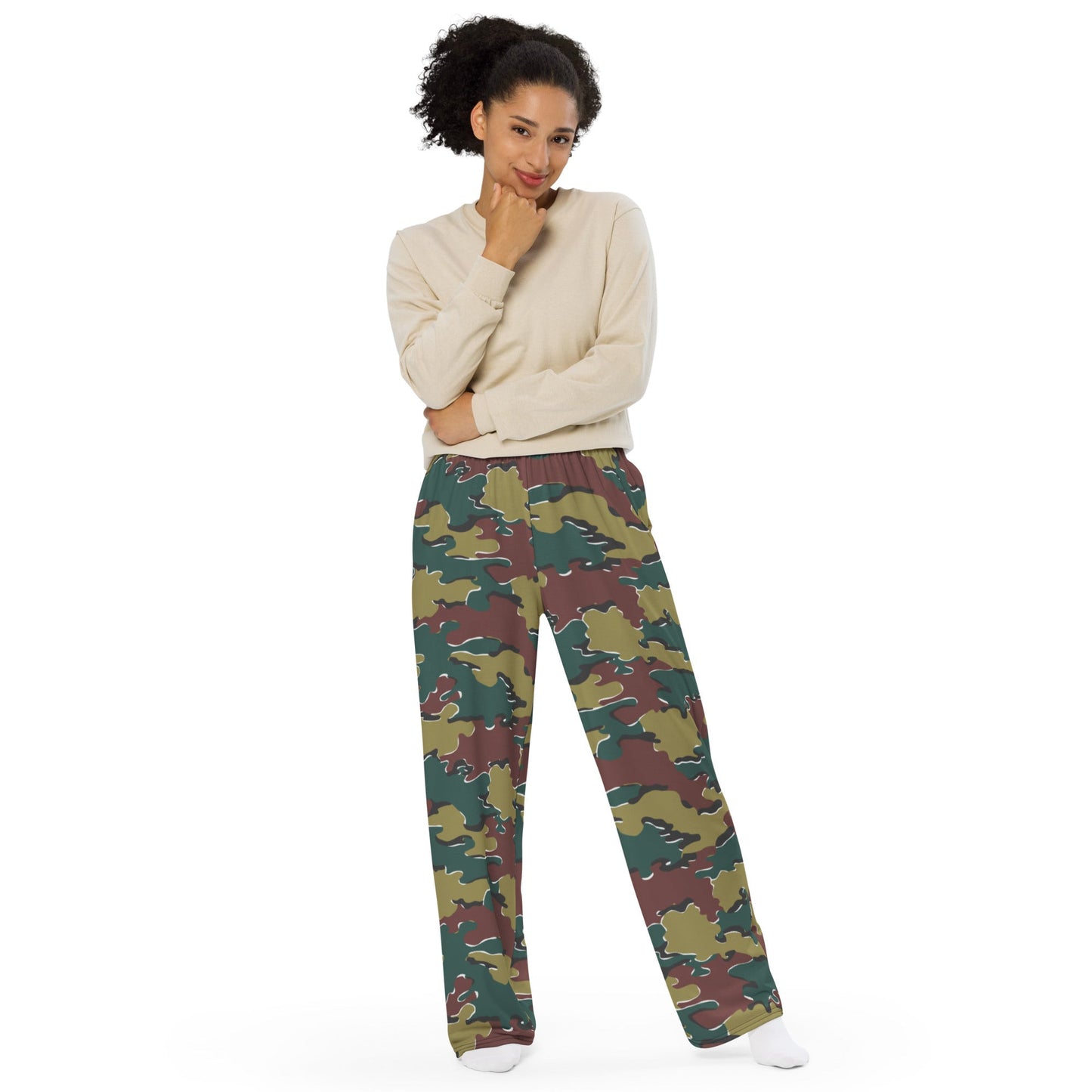 Belgian Jigsaw Autumn CAMO unisex wide leg pants Wide Pants
