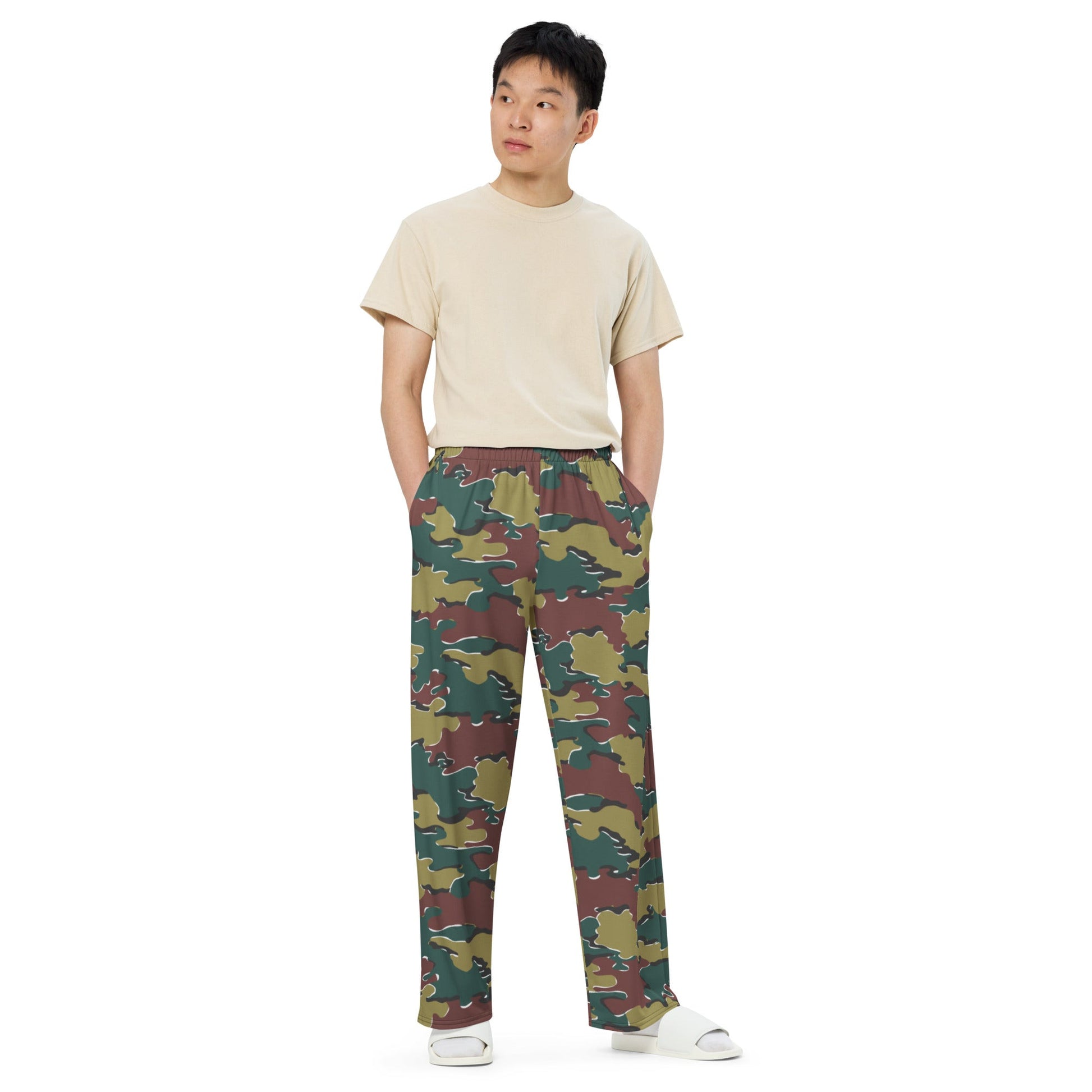 Belgian Jigsaw Autumn CAMO unisex wide leg pants Wide Pants