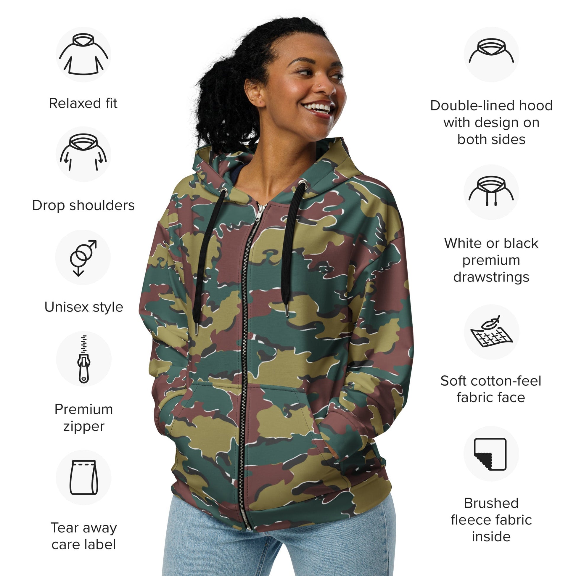 Belgian Jigsaw Autumn CAMO Unisex zip hoodie - Zip Hoodies