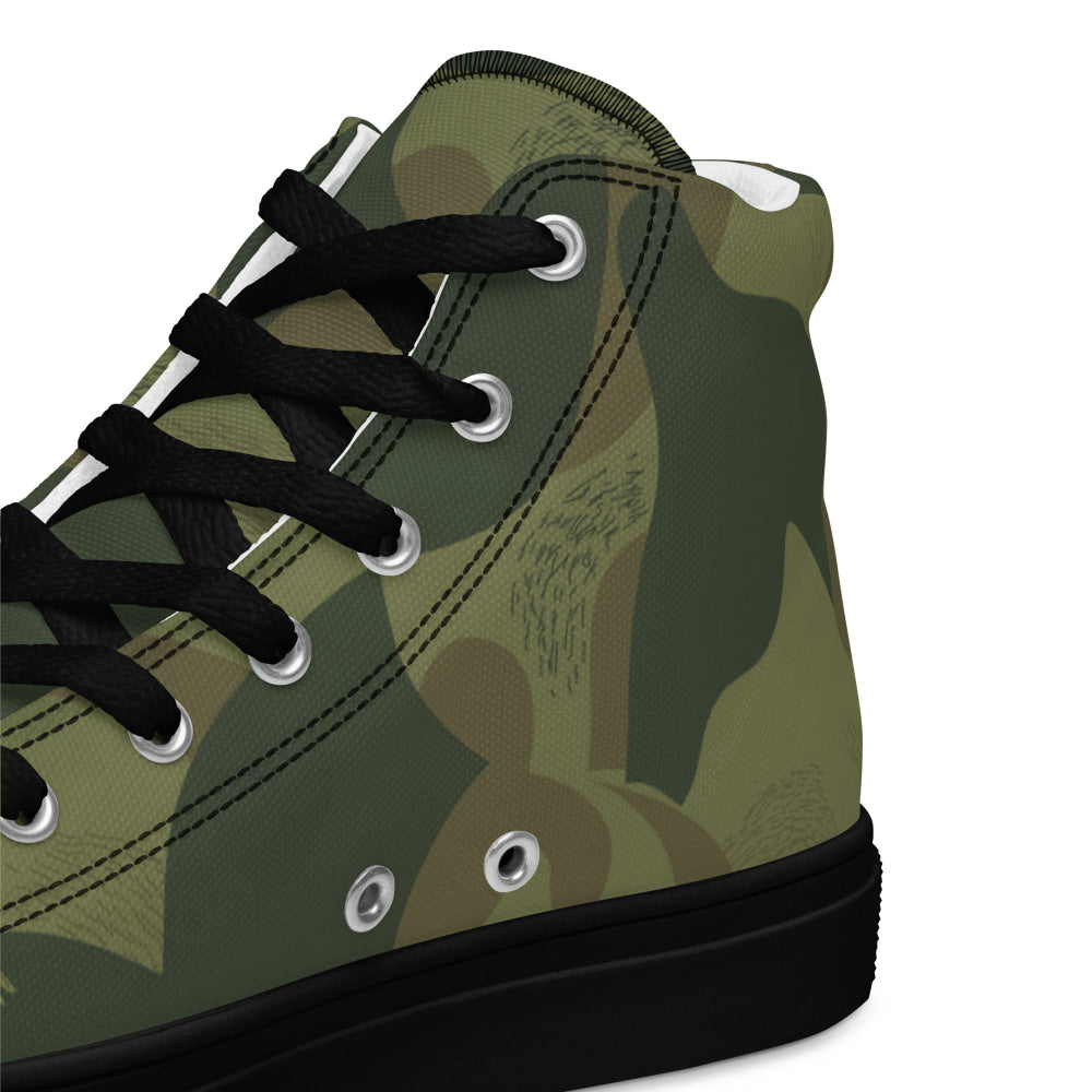 Belgium Brushstroke Moon and Balls CAMO Men’s high top canvas shoes - Mens High Top Canvas Shoes