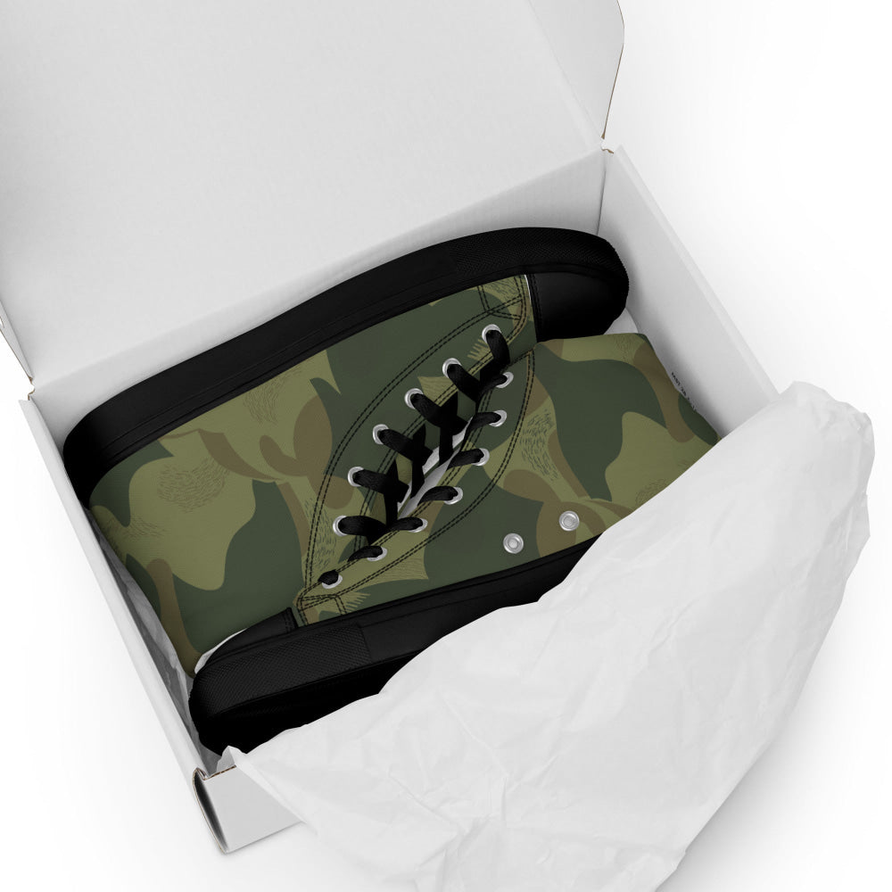 Belgium Brushstroke Moon and Balls CAMO Men’s high top canvas shoes - Mens High Top Canvas Shoes