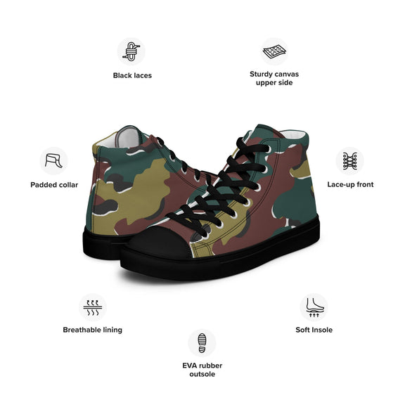 Belgium Jigsaw CAMO Men’s high top canvas shoes - High Top Canvas Shoes