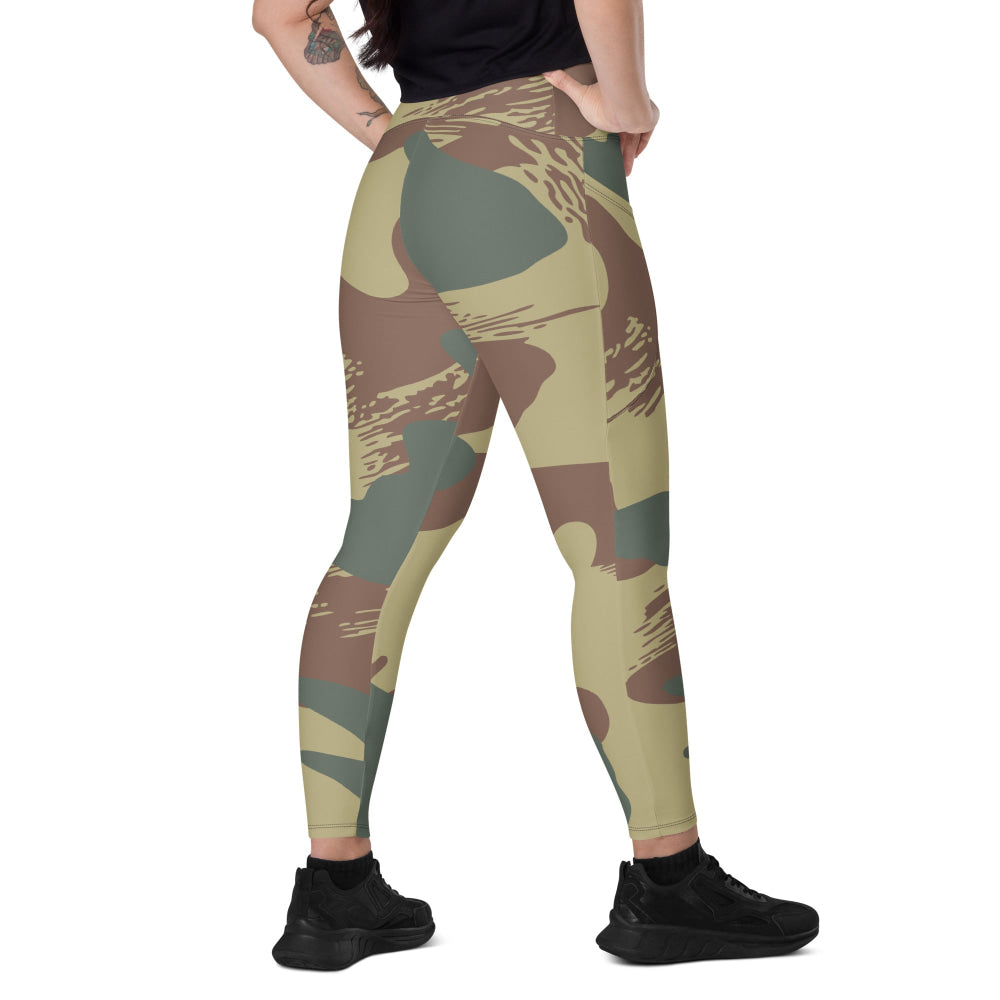 Belgium WW2 Independent Parachute Company Brushstroke CAMO Leggings with pockets - 2XS - Womens With Pockets