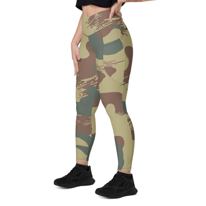 Belgium WW2 Independent Parachute Company Brushstroke CAMO Leggings with pockets - Womens With Pockets