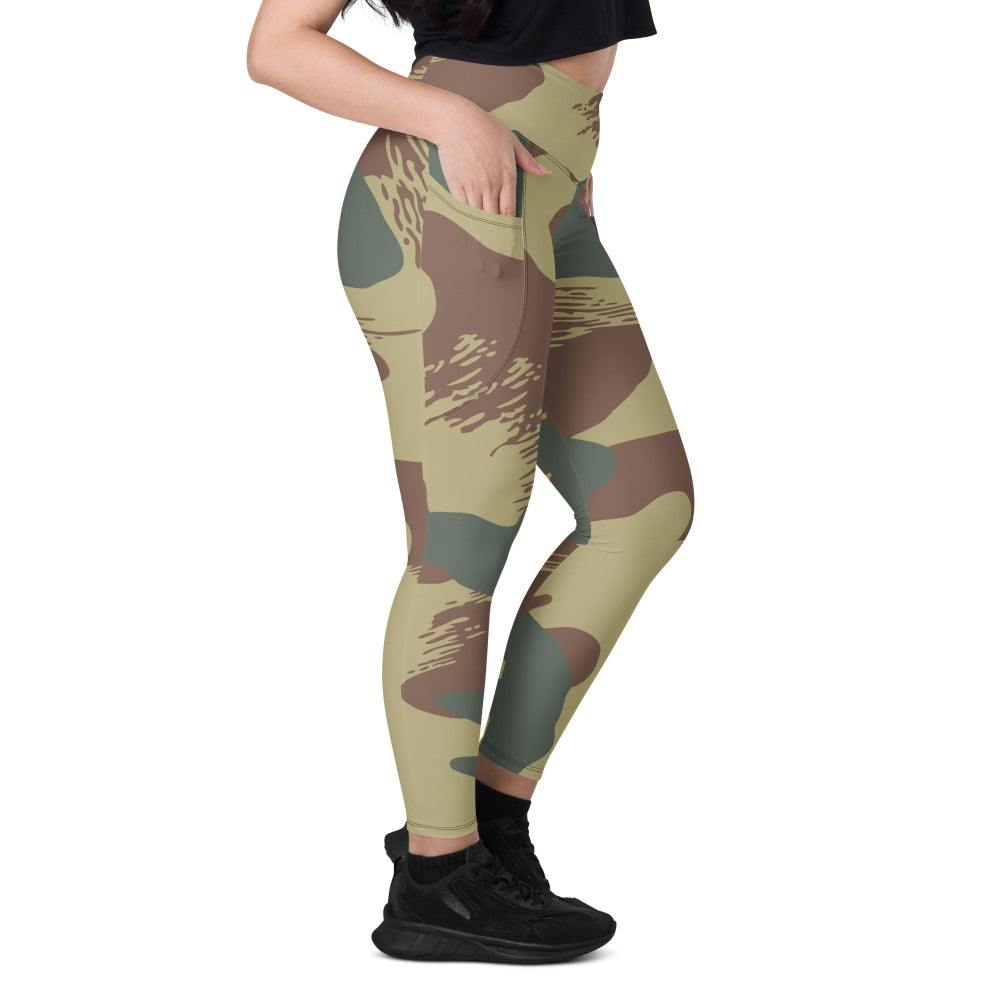 Belgium WW2 Independent Parachute Company Brushstroke CAMO Leggings with pockets - Womens With Pockets