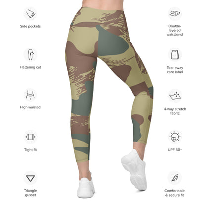 Belgium WW2 Independent Parachute Company Brushstroke CAMO Leggings with pockets - Womens With Pockets