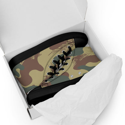 Belgium WW2 Independent Parachute Company Brushstroke CAMO Men’s high top canvas shoes - Mens High Top Canvas Shoes