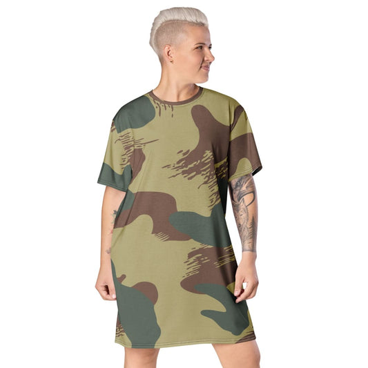 Belgium WW2 Independent Parachute Company Brushstroke CAMO T-shirt dress - 2XS