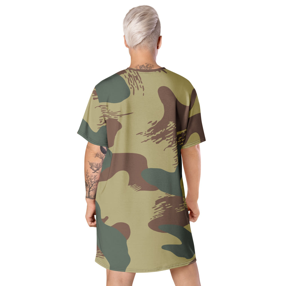 Belgium WW2 Independent Parachute Company Brushstroke CAMO T-shirt dress - Womens T-Shirt Dress