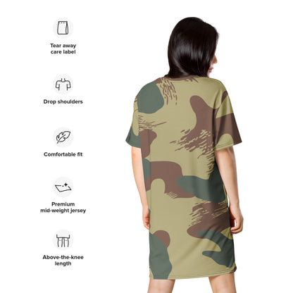 Belgium WW2 Independent Parachute Company Brushstroke CAMO T-shirt dress - Womens T-Shirt Dress