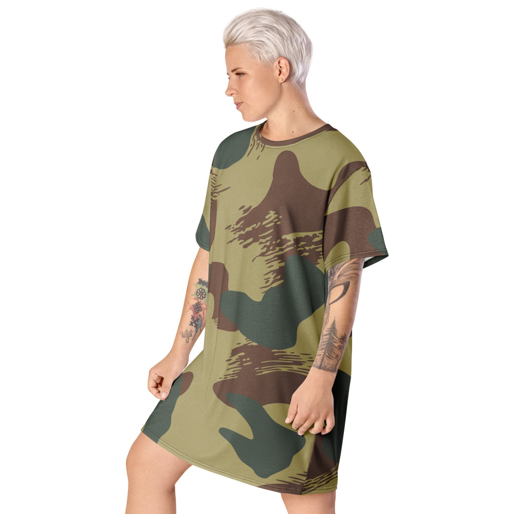 Belgium WW2 Independent Parachute Company Brushstroke CAMO T-shirt dress - Womens T-Shirt Dress