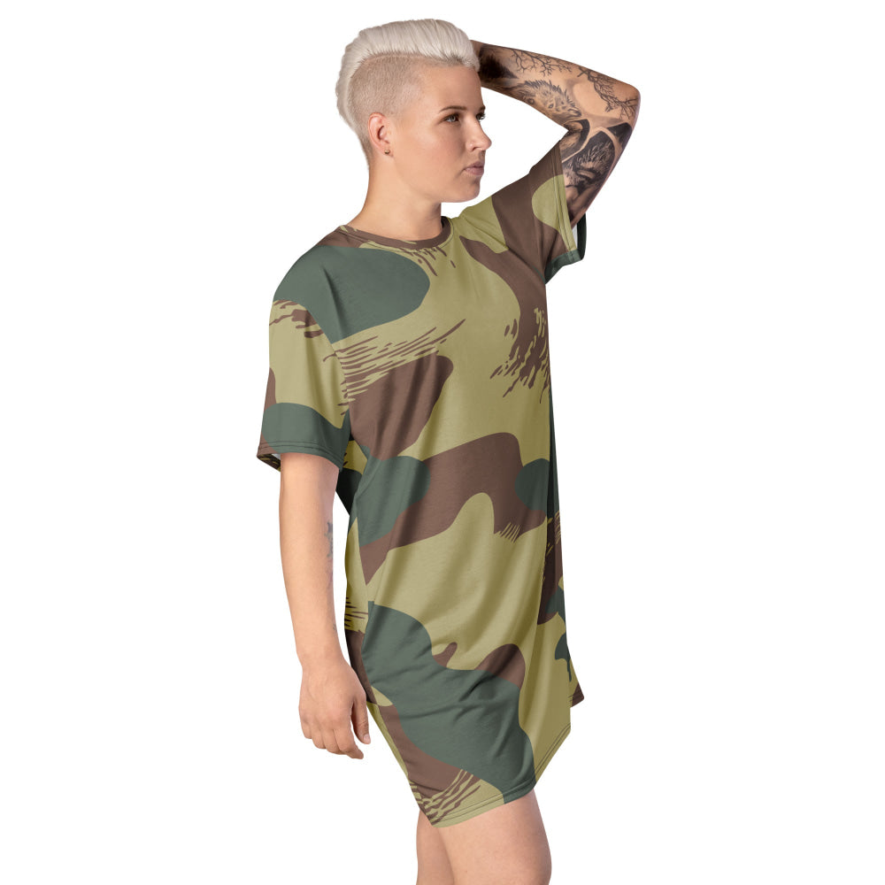 Belgium WW2 Independent Parachute Company Brushstroke CAMO T-shirt dress - Womens T-Shirt Dress