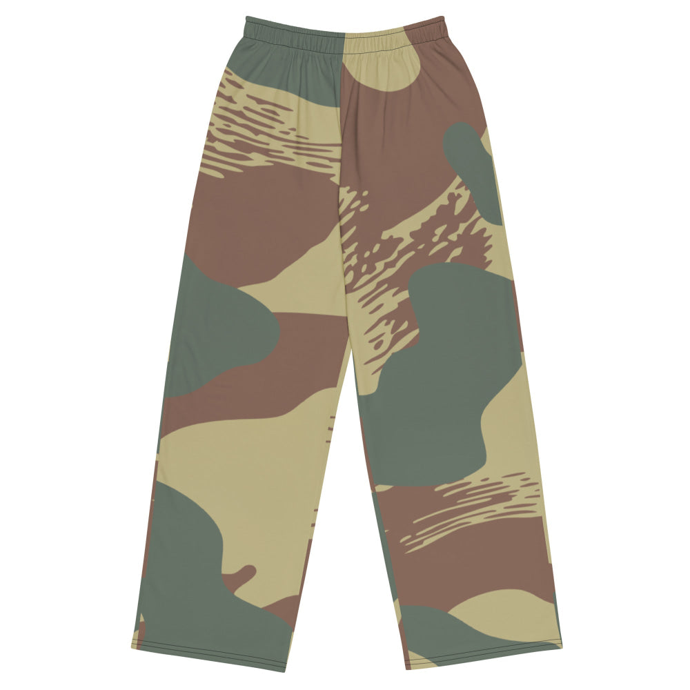 Belgium WW2 Independent Parachute Company Brushstroke CAMO unisex wide-leg pants - 2XS - Unisex Wide-Leg Pants