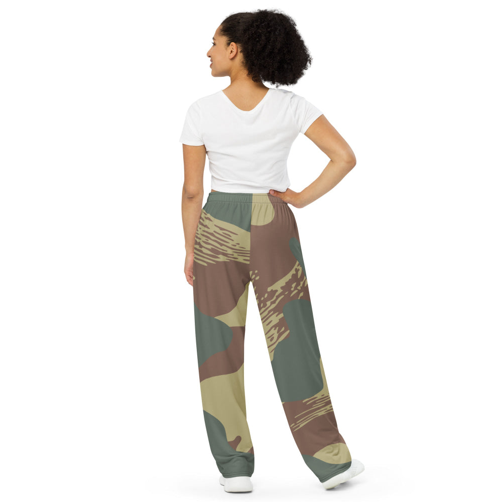 Belgium WW2 Independent Parachute Company Brushstroke CAMO unisex wide-leg pants - Unisex Wide-Leg Pants