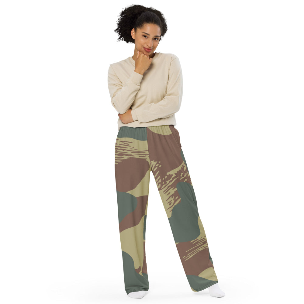 Belgium WW2 Independent Parachute Company Brushstroke CAMO unisex wide-leg pants - Unisex Wide-Leg Pants