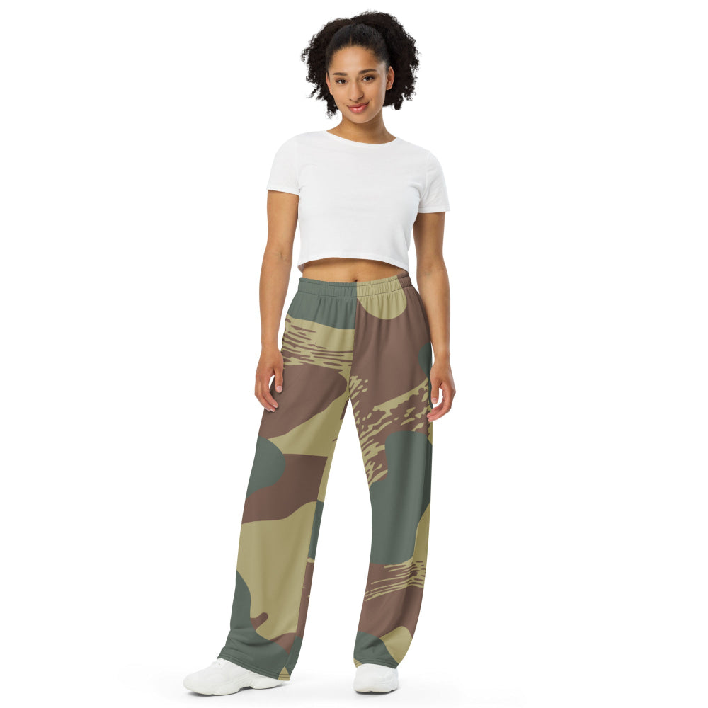 Belgium WW2 Independent Parachute Company Brushstroke CAMO unisex wide-leg pants - Unisex Wide-Leg Pants