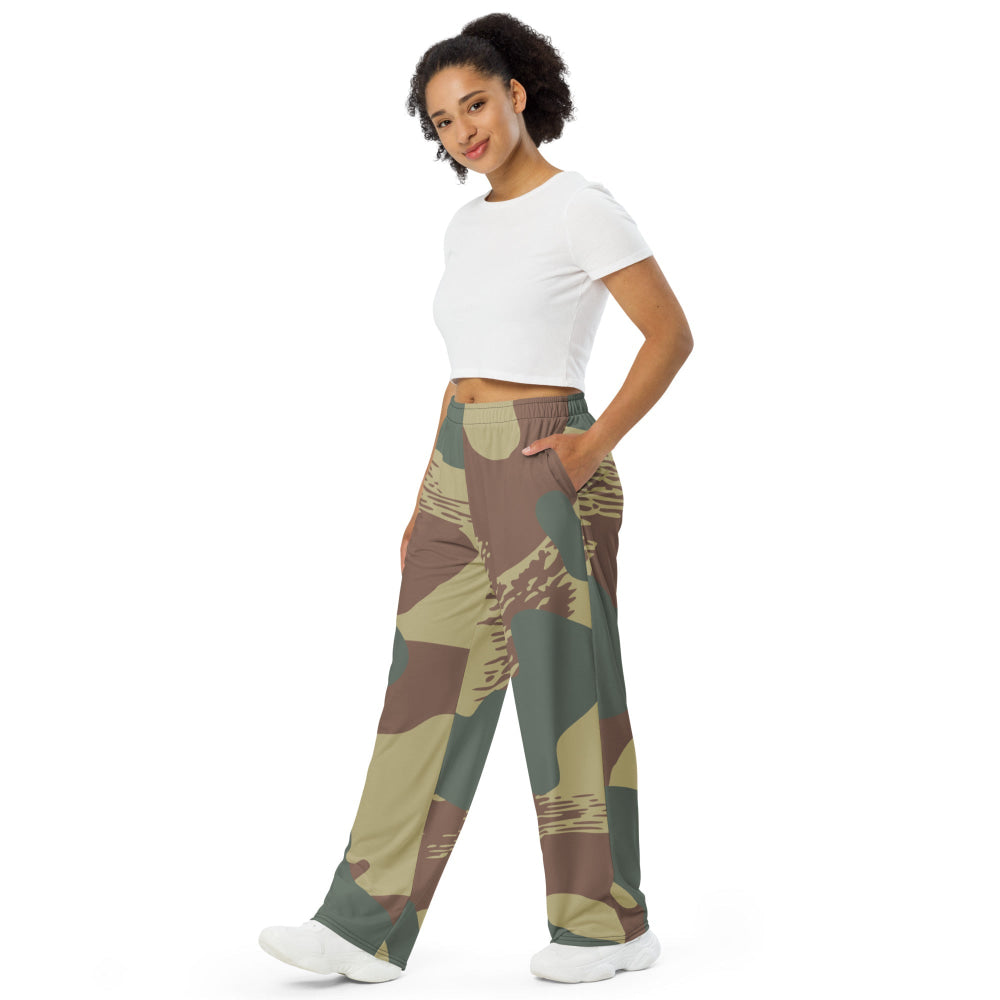 Belgium WW2 Independent Parachute Company Brushstroke CAMO unisex wide-leg pants - Unisex Wide-Leg Pants