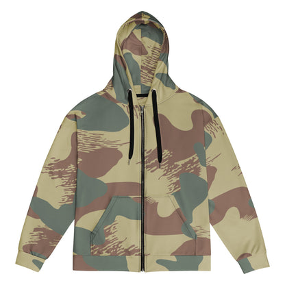 Belgium WW2 Independent Parachute Company Brushstroke CAMO Unisex zip hoodie - 2XS - Zip Hoodie