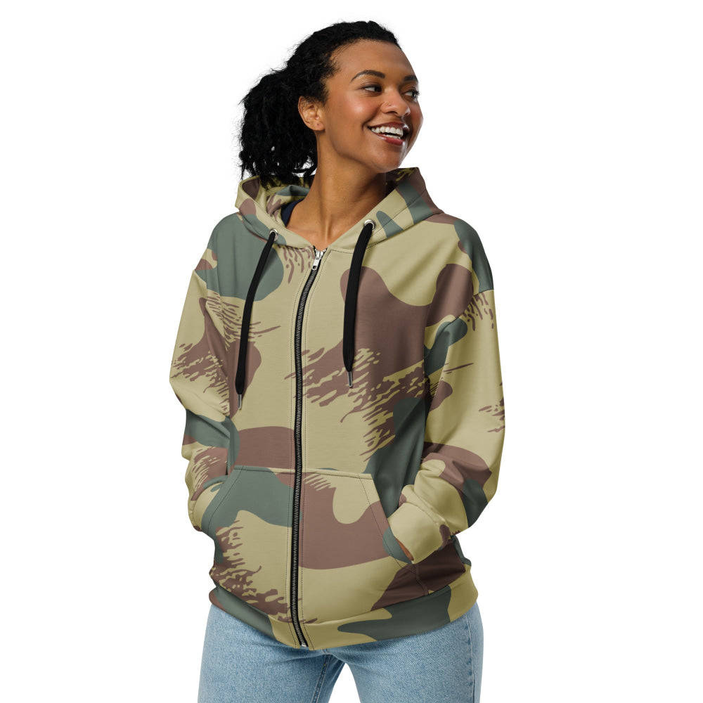 Belgium WW2 Independent Parachute Company Brushstroke CAMO Unisex zip hoodie - Zip Hoodie